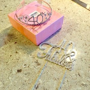40th Birthday Tiara/Crown and Cake Topper